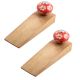 2 Pieces Red Etched Ceramic Wooden Door Stopper